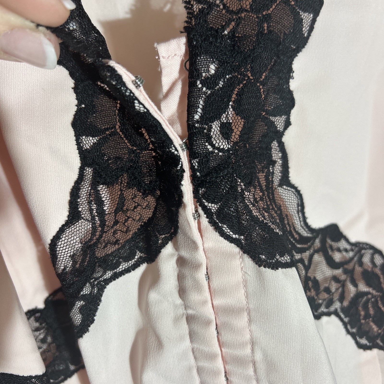VENEZIA Pink & Black Cami/ Blouse/ Lingerie Look, Size 18/20, Hook & Eye, EUC