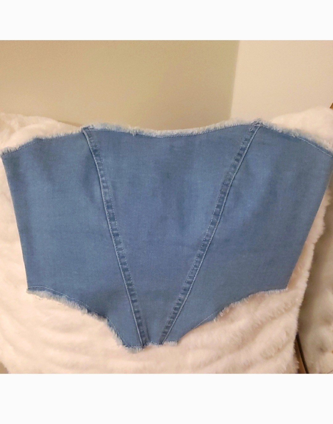 Klesis Soft Denim Corset Top With Zipper