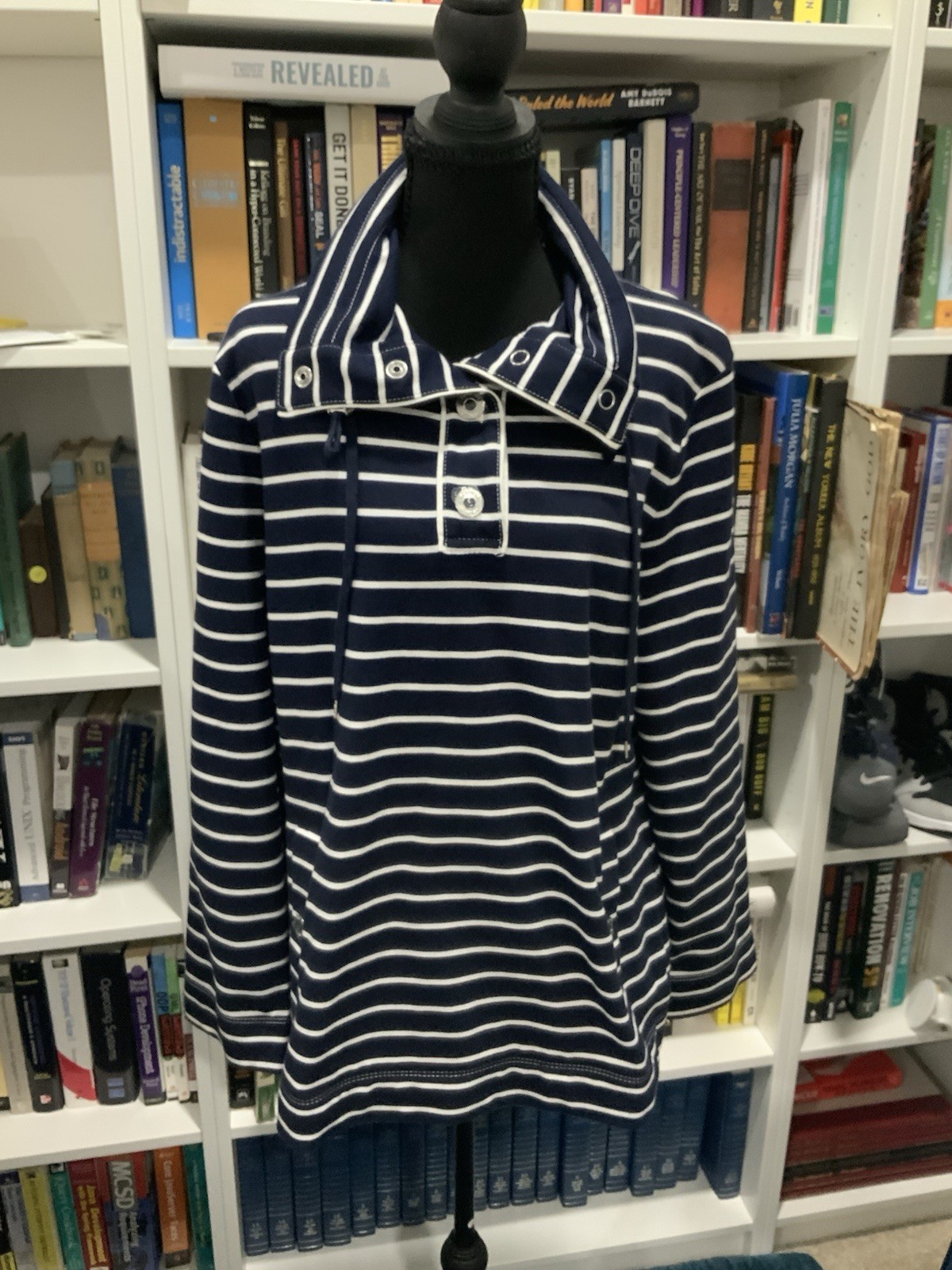 Preppy Blue And White Stripe Shirt X Large