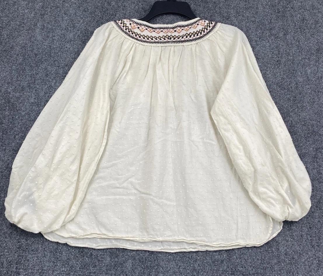 Max Studio Boho Folk Traditional Peasant Off White Embroidered Women’s Medium