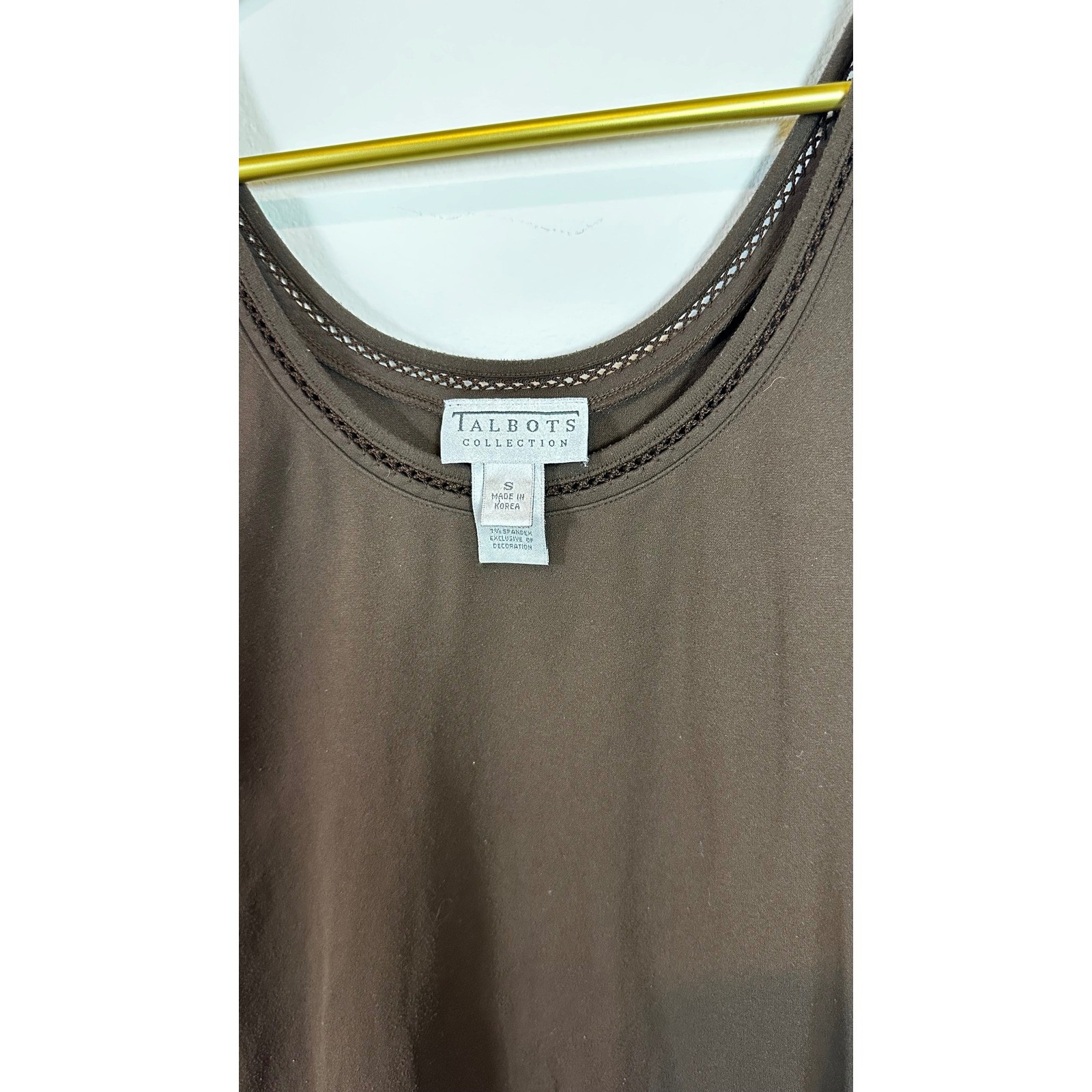 TALBOTS COLLECTION Vintage Brown Scoop Neck Tank Top Ladder Trim Small