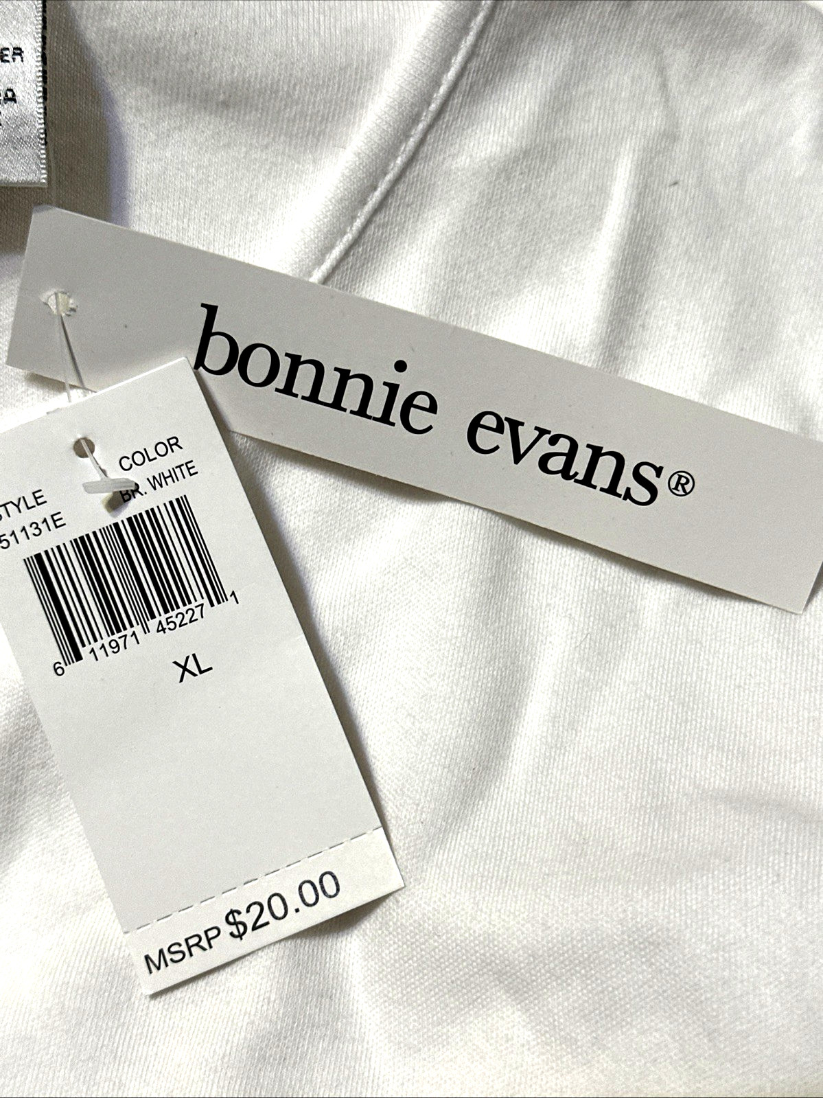 Bonnie Evans Womens White Flip Flop Embroidered T-Shirt Tee Top Size XL New