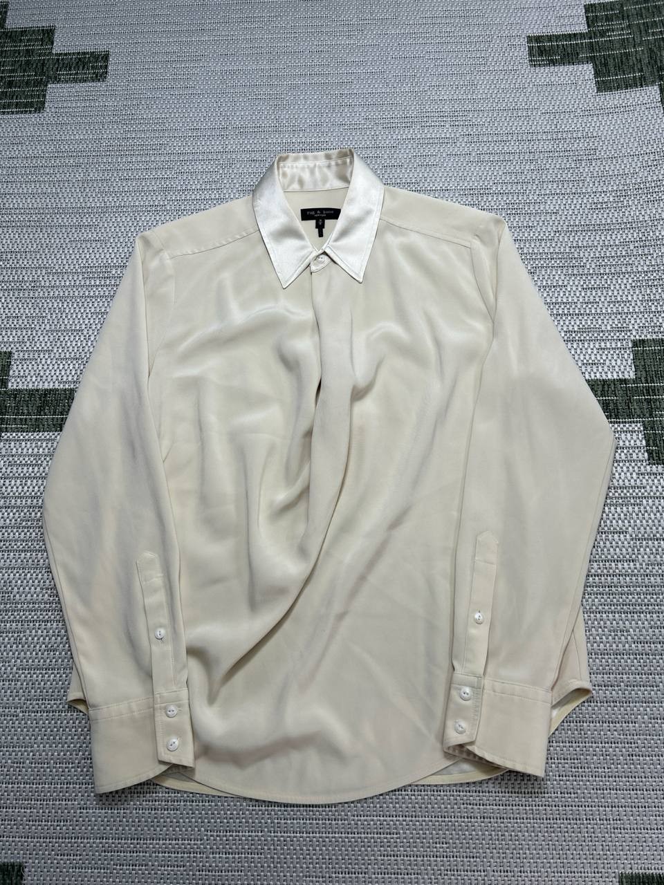 Rag And Bone Phillipa Satin Blouse Top Womens Medium Beige Draped Classic Fit