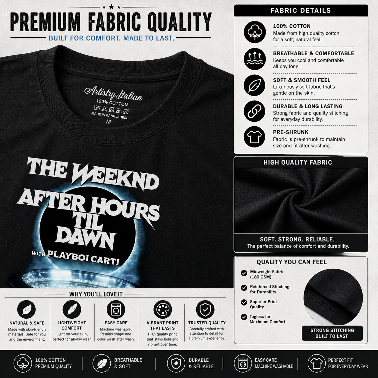 The Weeknd Inspired After Hours Til Dawn Europe 2026 Tour Dates Concert Fan Tee