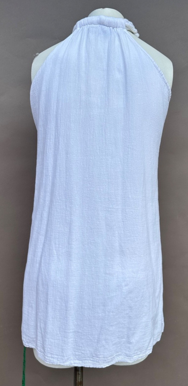 Giocam White Rope Halter Tunic Top Medium Peruvian Cotton Y2K Cottagecore Preppy