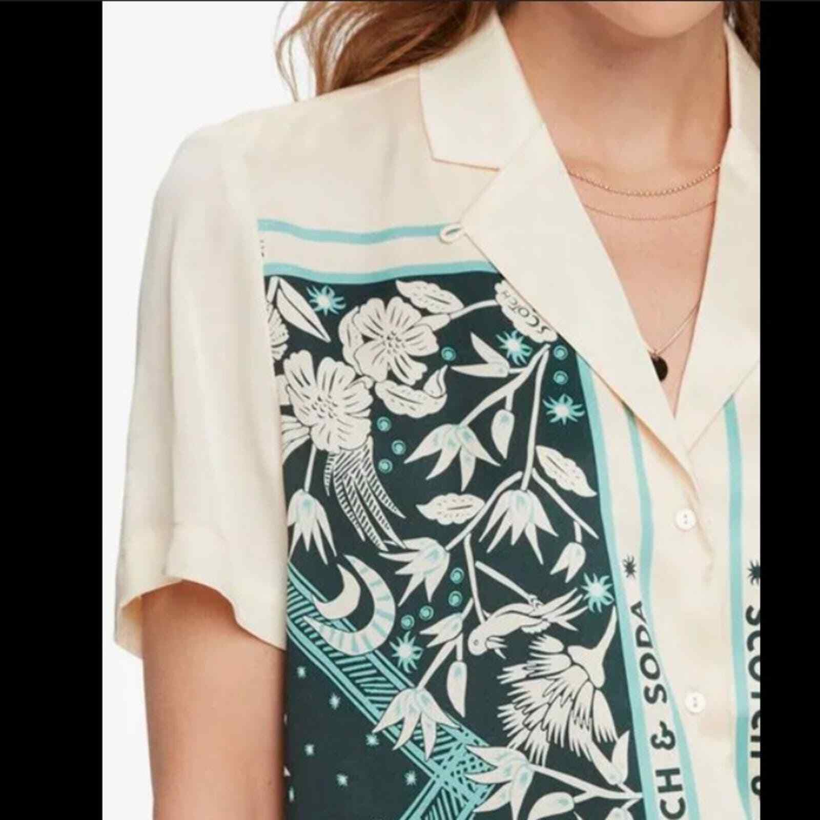 Scotch & Soda blouse women’s small Hawaiian shirt notched lapel button down