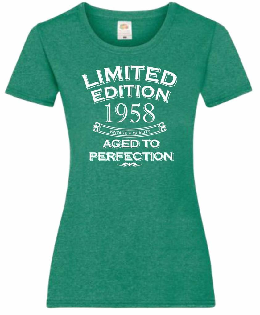 66th Birthday Gift Present Limited Aged To Year 1958 Womens Heather T-Shirt Top