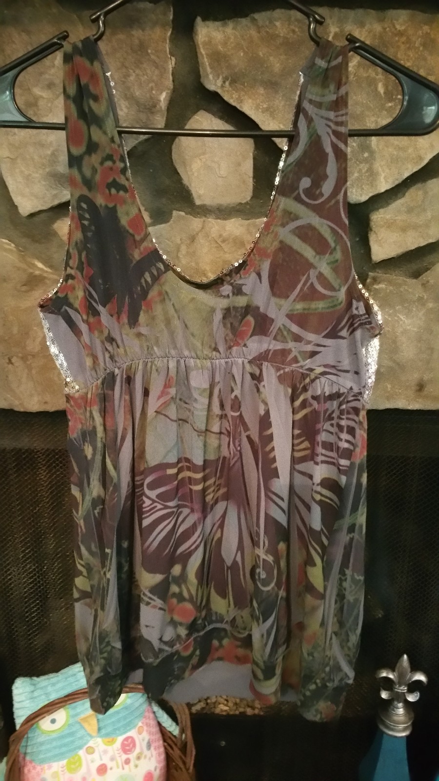 Women’s Blouse Size S Gray Sequins Black Green Yellow Cute Sleeveless