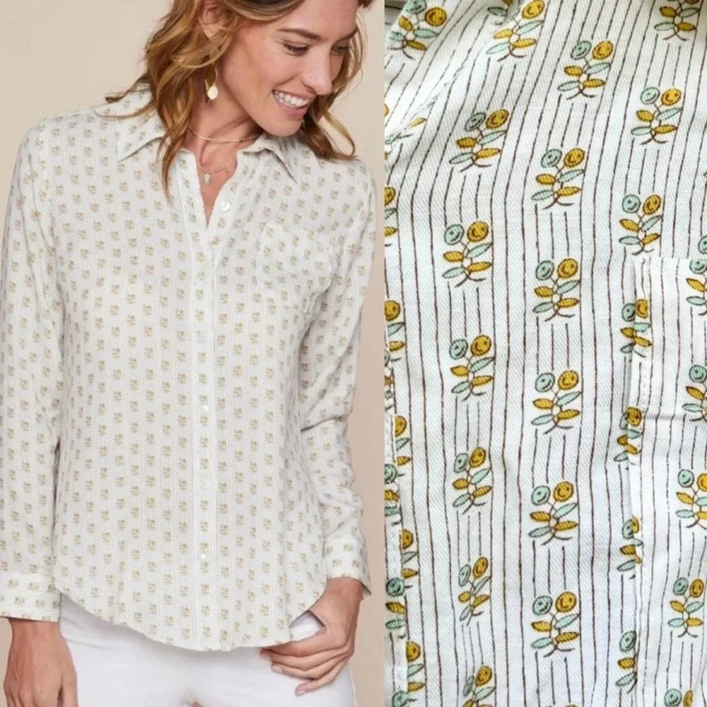 SPARTINA 449 Lois Salt Marsh French Floral Blouse Shirt Size XL
