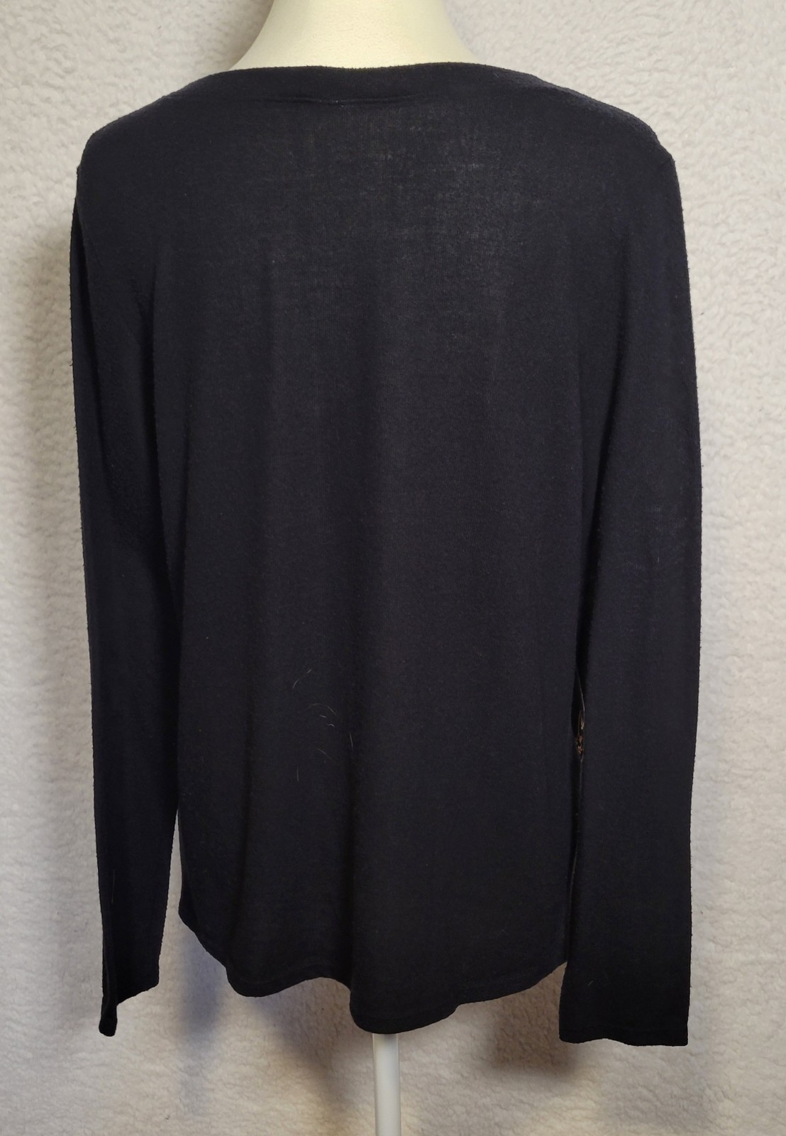 Kaileigh Womens Top Size L Long Sleeve Floral Black Pullover Blouse 1681