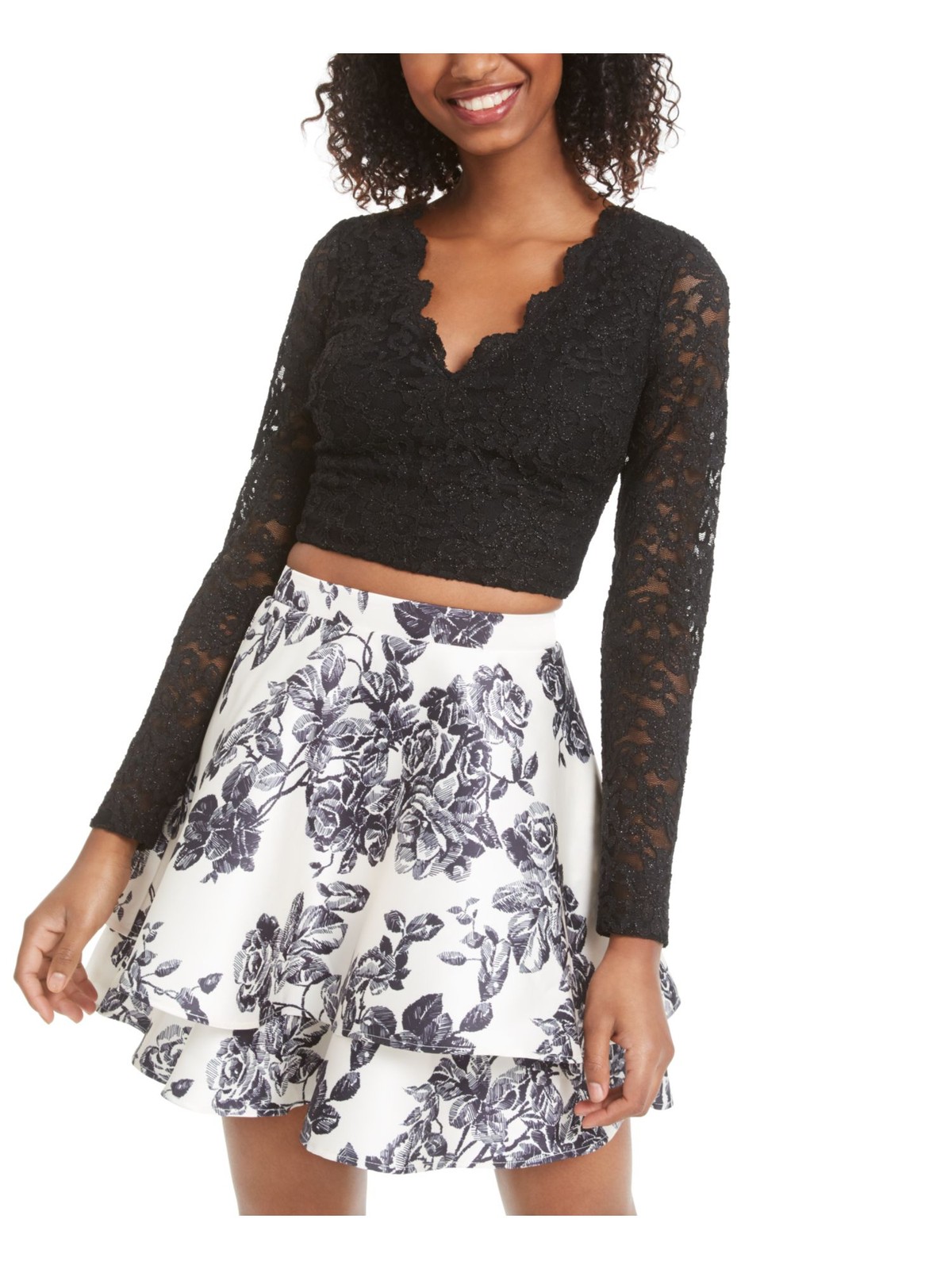 CITY STUDIO Womens Black Long Sleeve Top 1