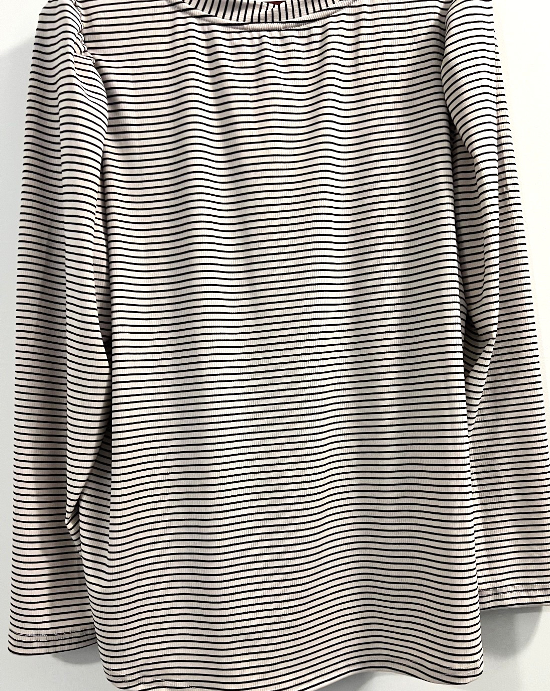 Modern Works Tan and Black Stripe Stretch Ribbed Pullover Top Size 1X NWTS
