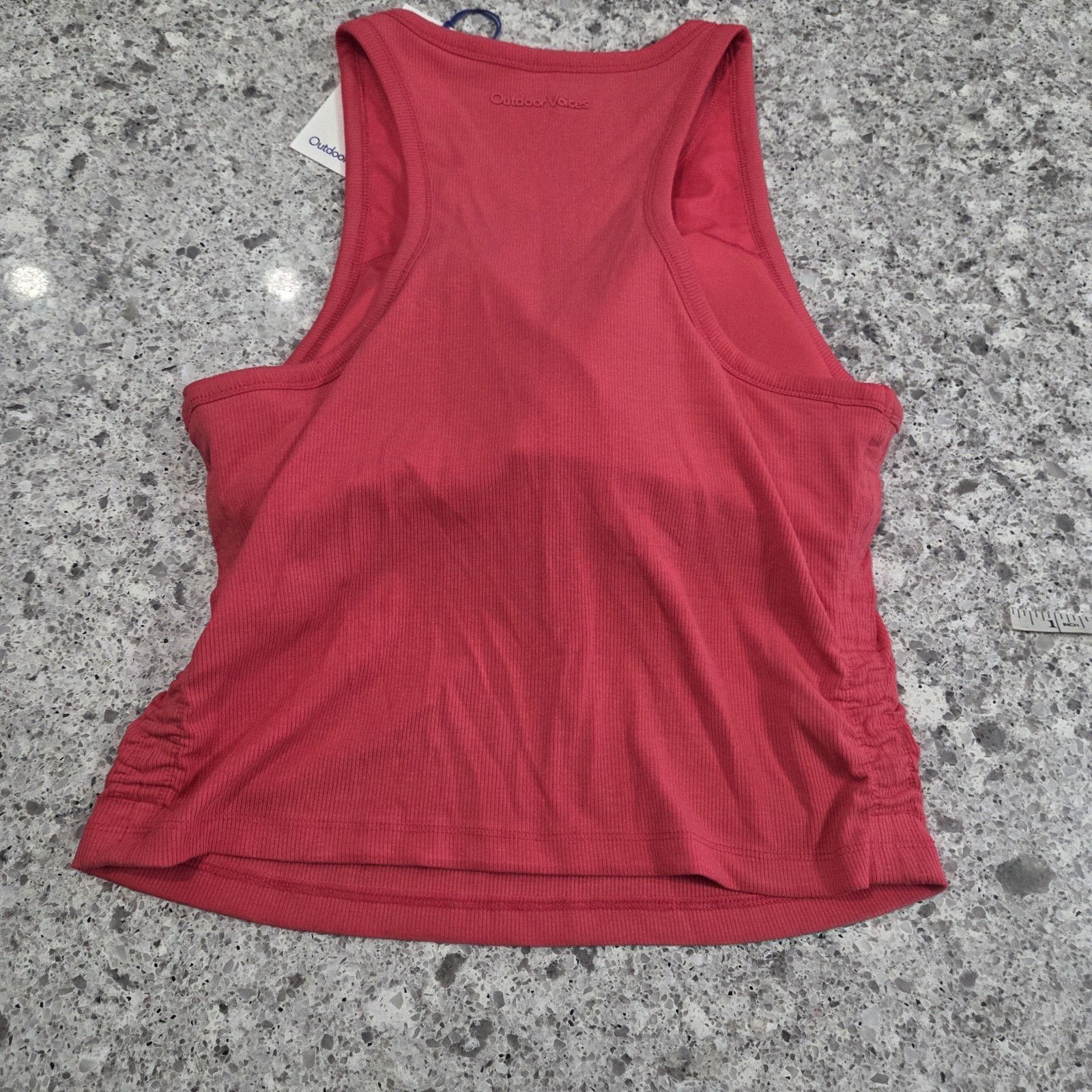 Outdoor Voices Women’s Side Ruched Ribbed Tank Top Built In Bra Size Large