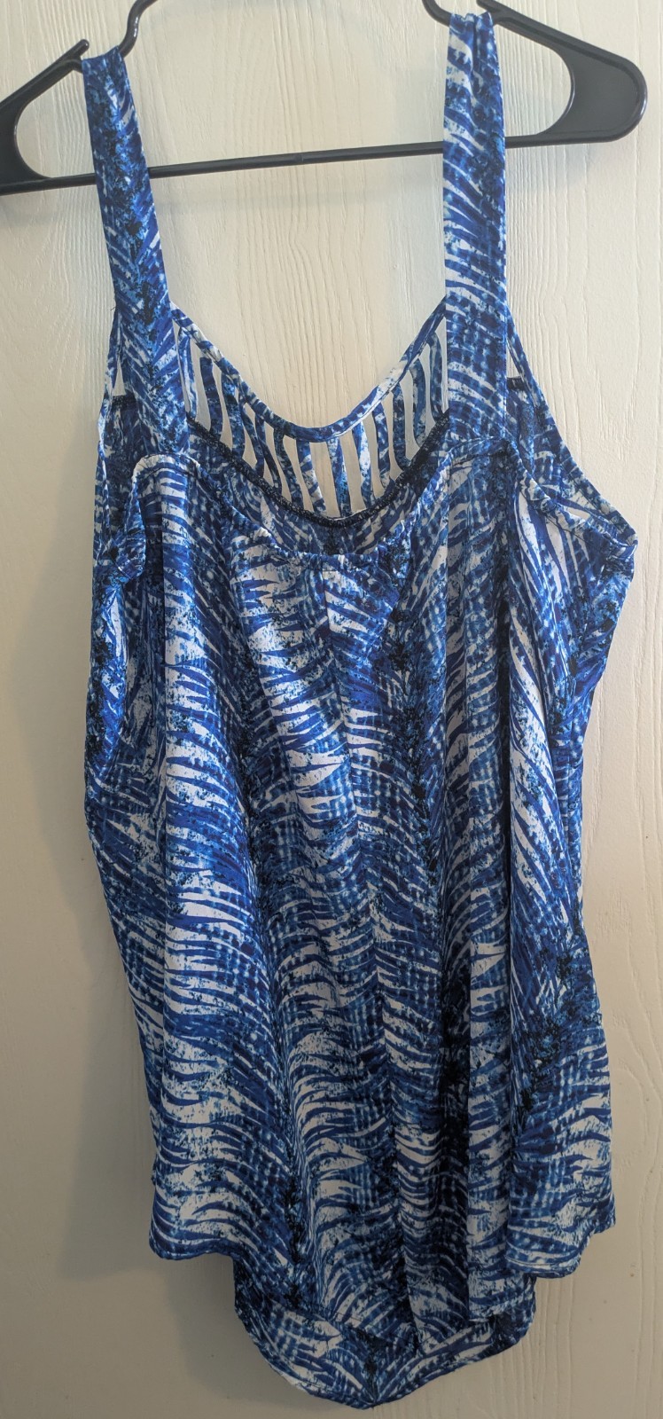 Ashley Stewart Women Blue Sleeveless Asymmetric Cage Front Tank Plus 18 20