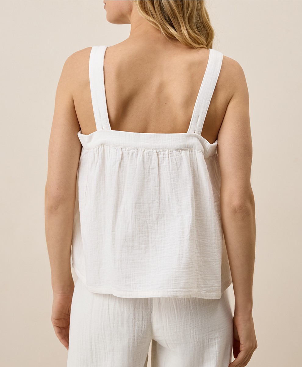 Pact Women’s Coastal Double Gauze Breezy Cami Sea Salt Medium Top