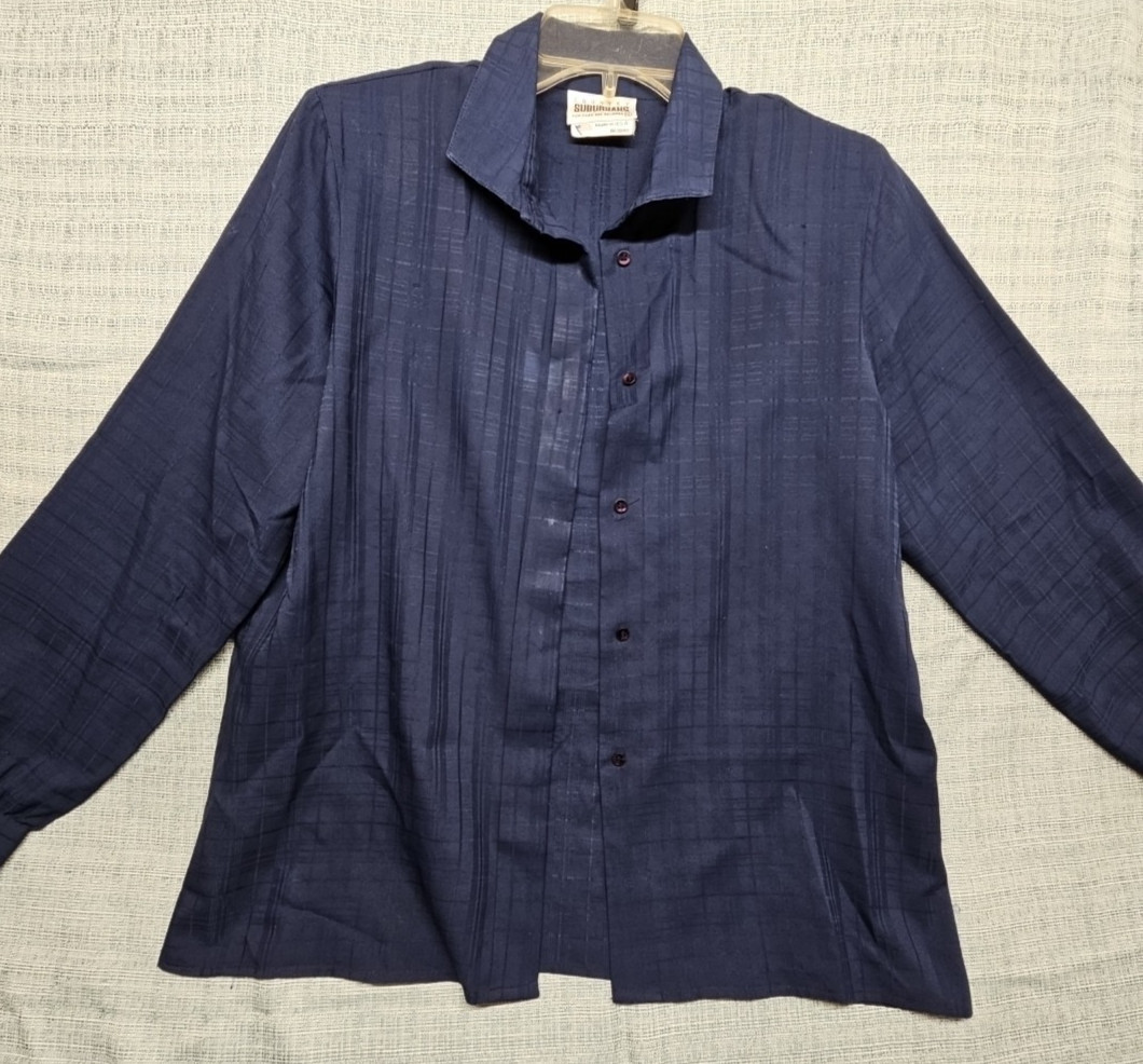 Country Suburbans Women’s Blue Long Sleeve Button-Down Blouse Size 12 Made in US