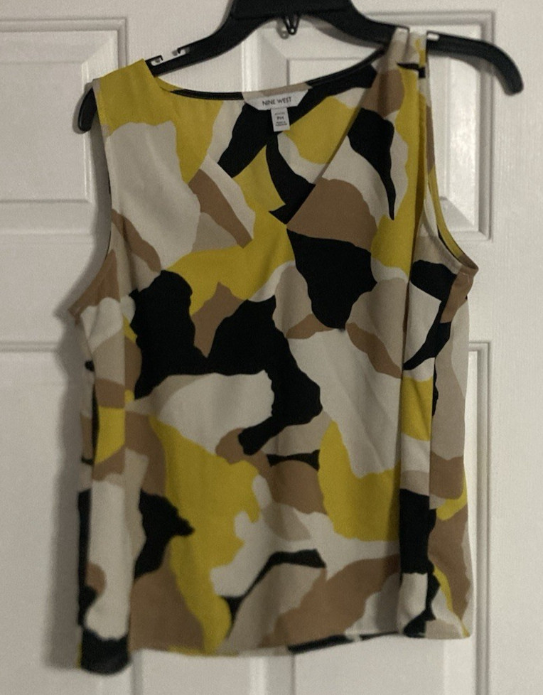 Nine West Womens PM top White Yellow Black Professional 79