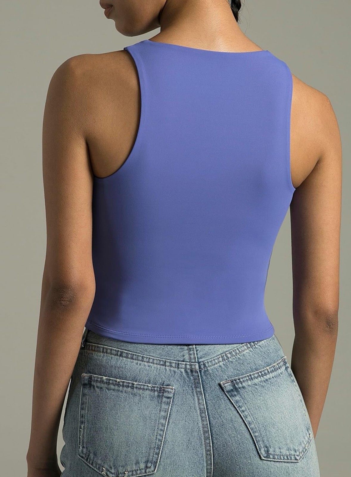NWOT~ ColorfulKoala XL Lavender Blue High Neck Tank Top Lined Sleeveless Crop V3