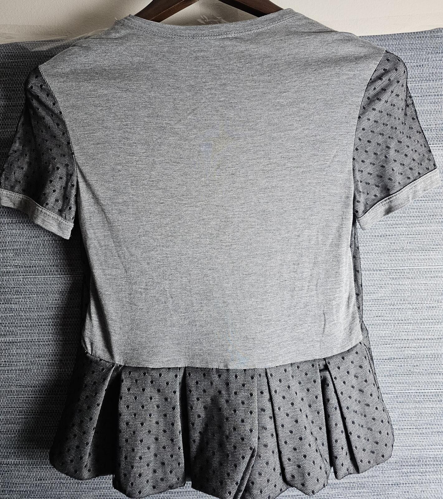 NWT Valentino Red Blouse Gray & Black Womens S Polka Dot