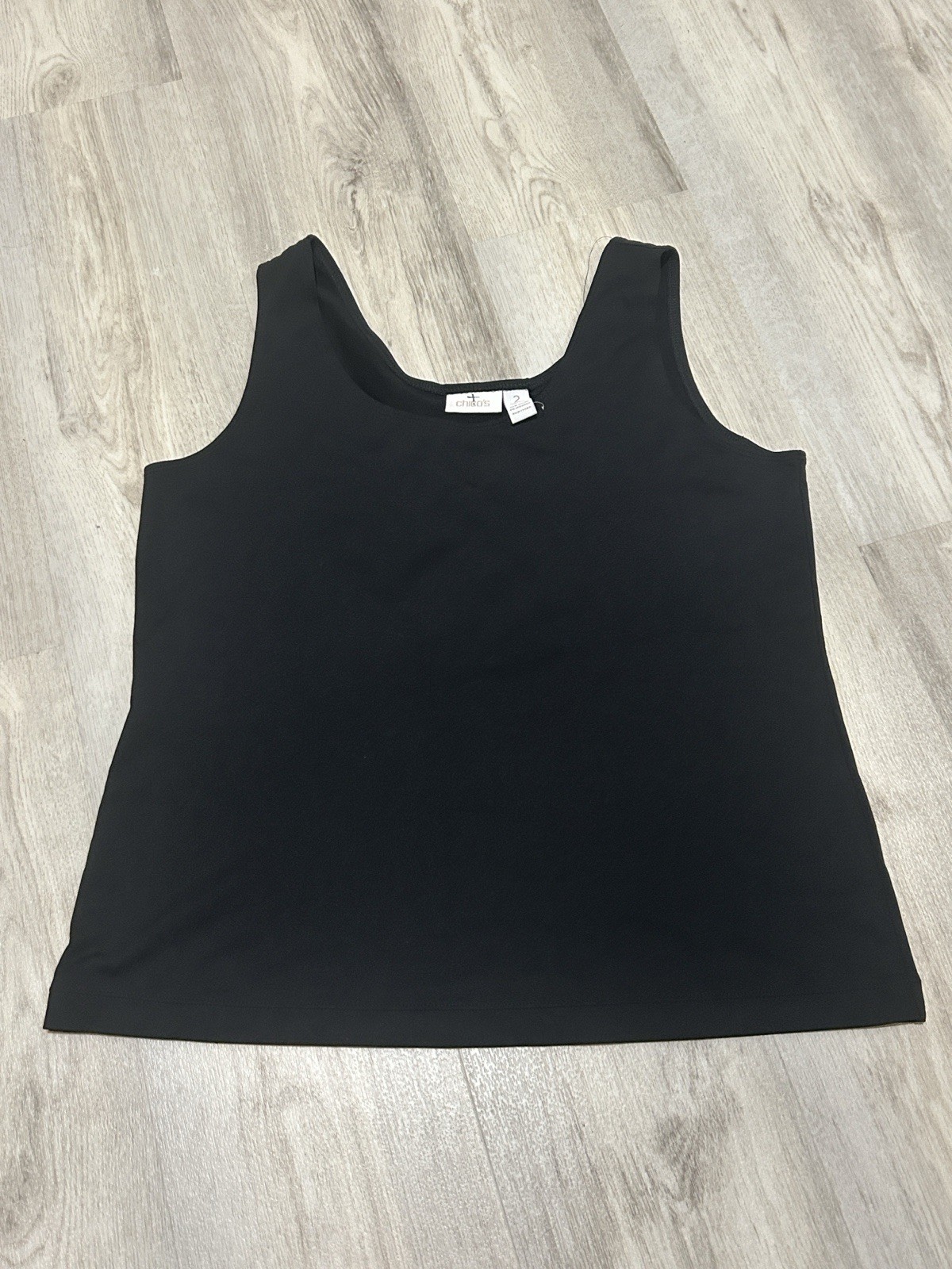 Chico’s Black Knit Sleeveless Tank Top with Scoop Neck Pullover Size 2 Large