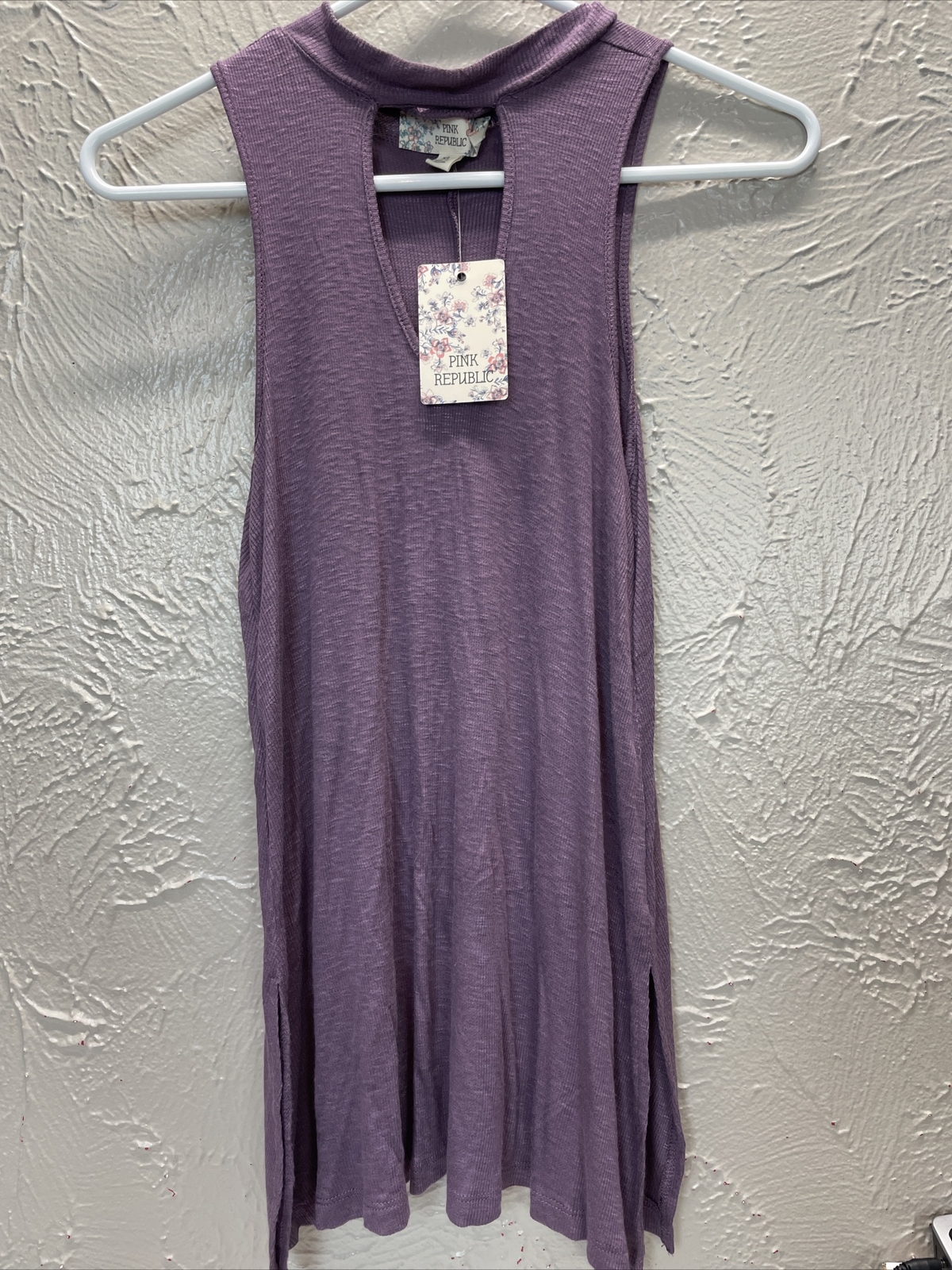 Pink Republic Tank Too Sleeveless Tunic A Line Keyhole Side Slit Purple Size XS