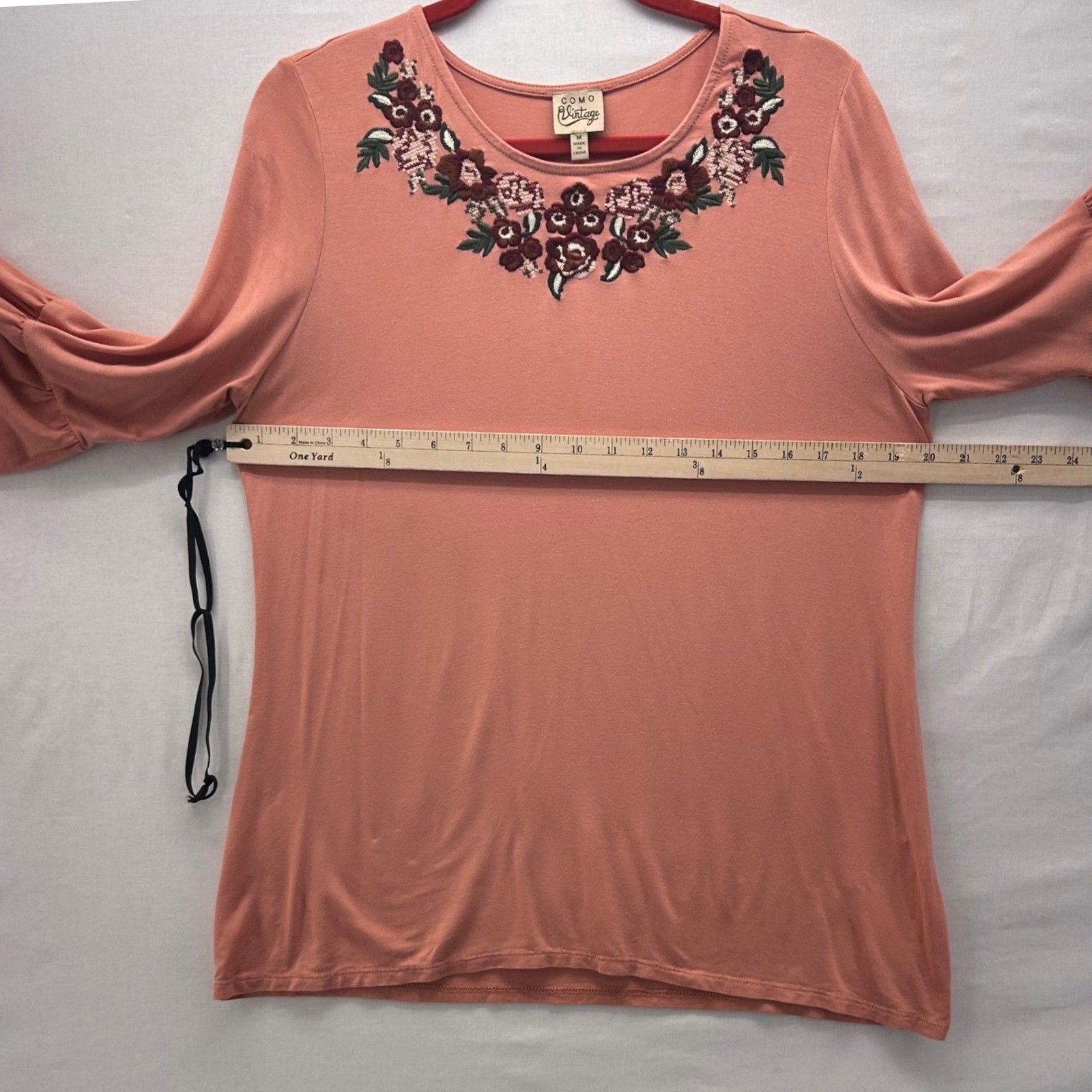 Boho Top Medium Floral Embroidered Bohemian Fairy Hippie Peasant Artsy Stretch
