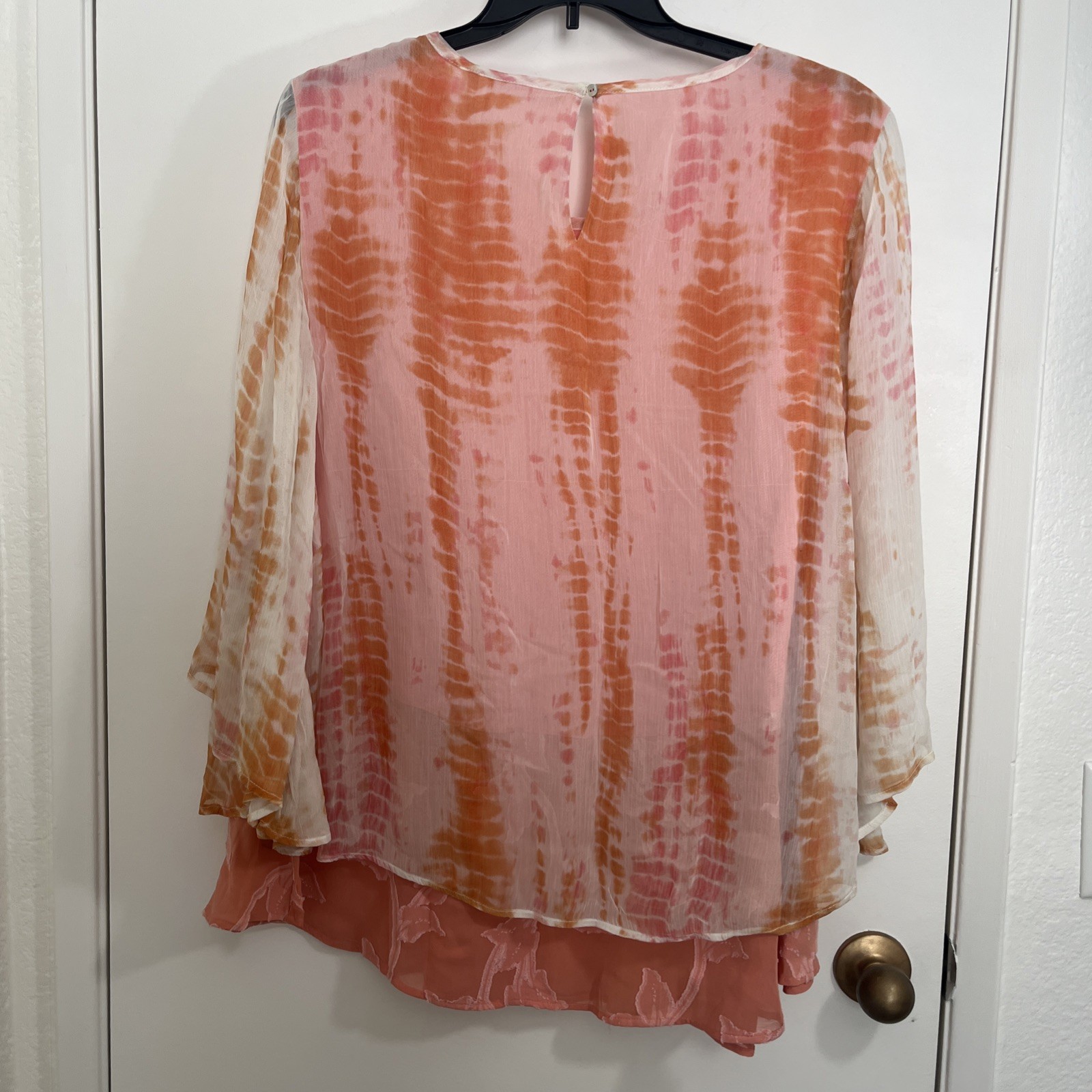 NWT Soft Surroundings Tunic Top 3X Coral Tie Dye High-Low Blouse Resort Vacay