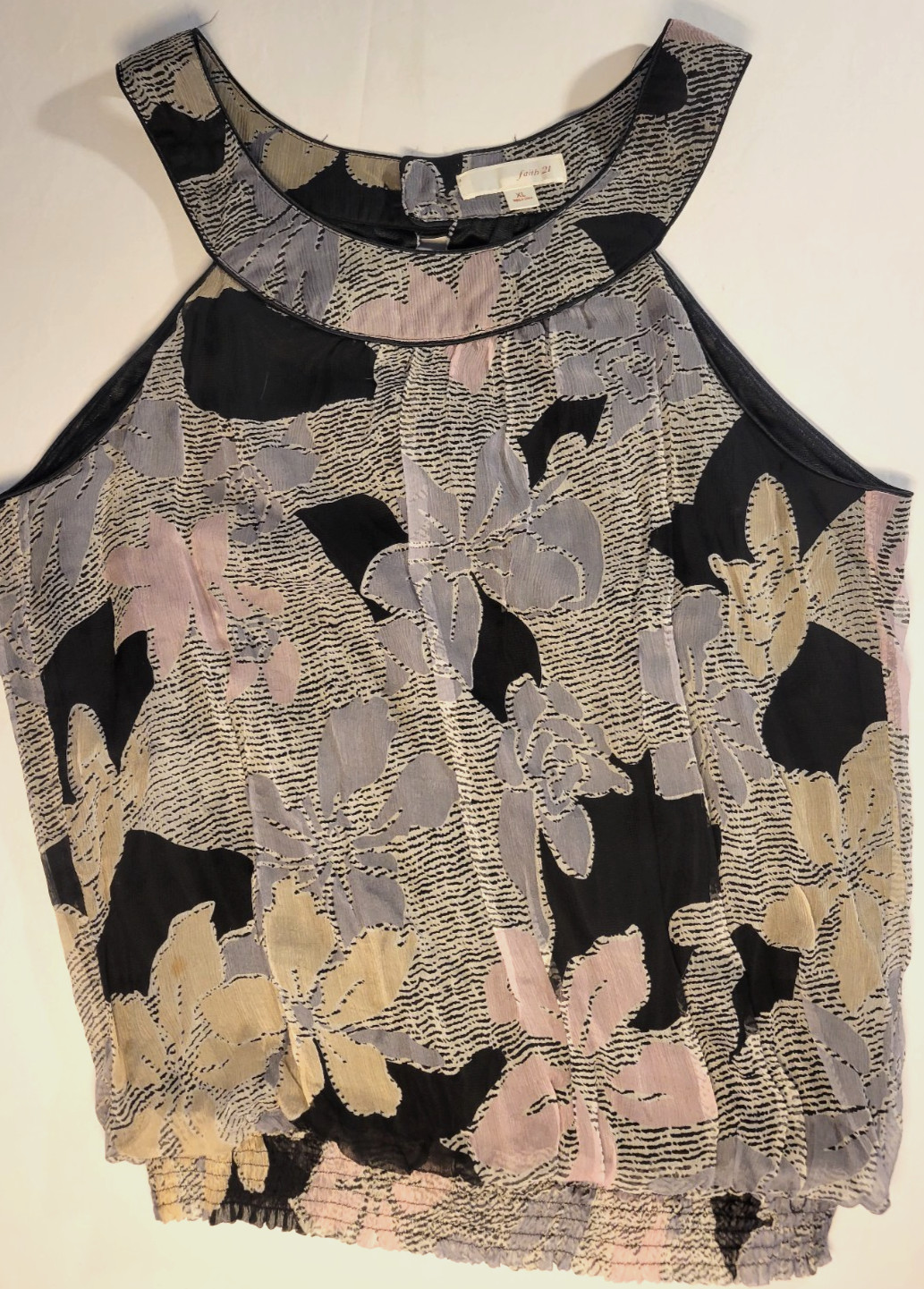 Faith 21 Womans size XL Sleeveless Sheer Lined Floral print Silk Blouse