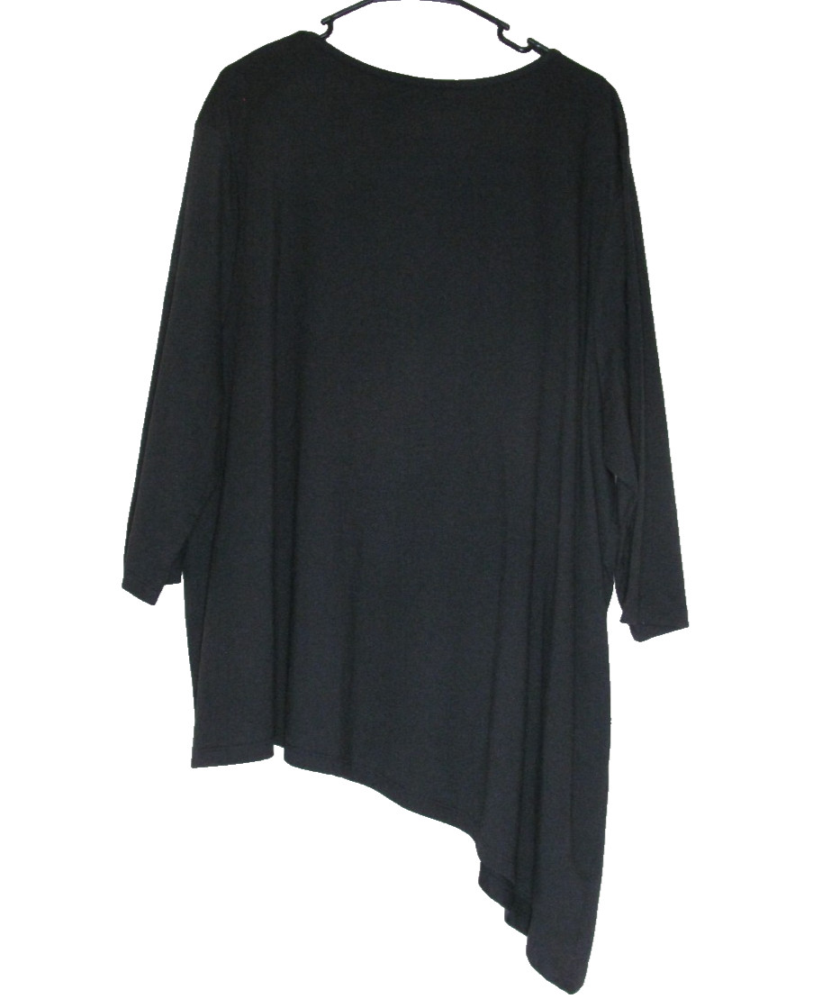CORAL BAY NWT Woman 3X Asymmetrical Hemline Pullover Top Rhinestones at Neckline