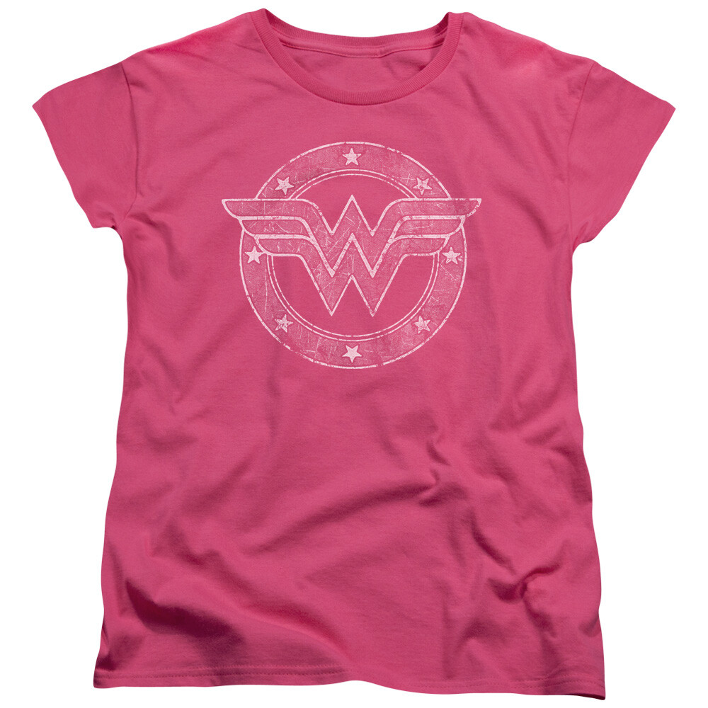 WONDER WOMAN TATTERED EMBLEM Licensed Women’s Graphic Tee Shirt SM-2XL