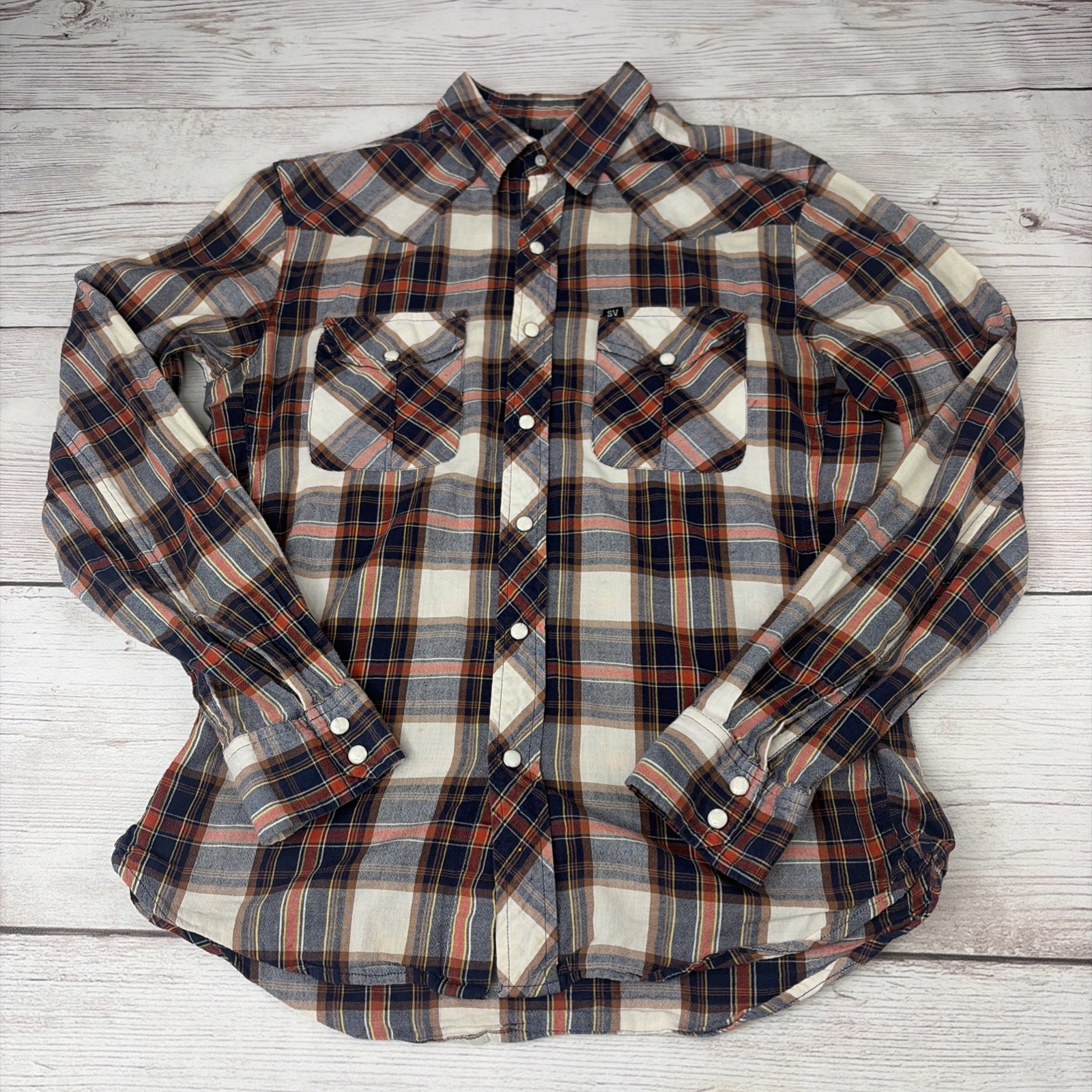 Salt Valley Women’s Small Pearl Snap Cotton Plaid Western Shirt Cowboy Rodeo