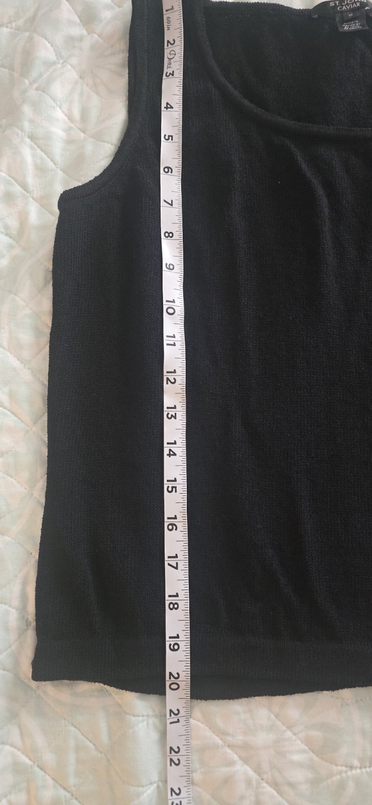 St. John Caviar Collection Wool Blend Black Sleeveless Tank Top Blouse, Medium
