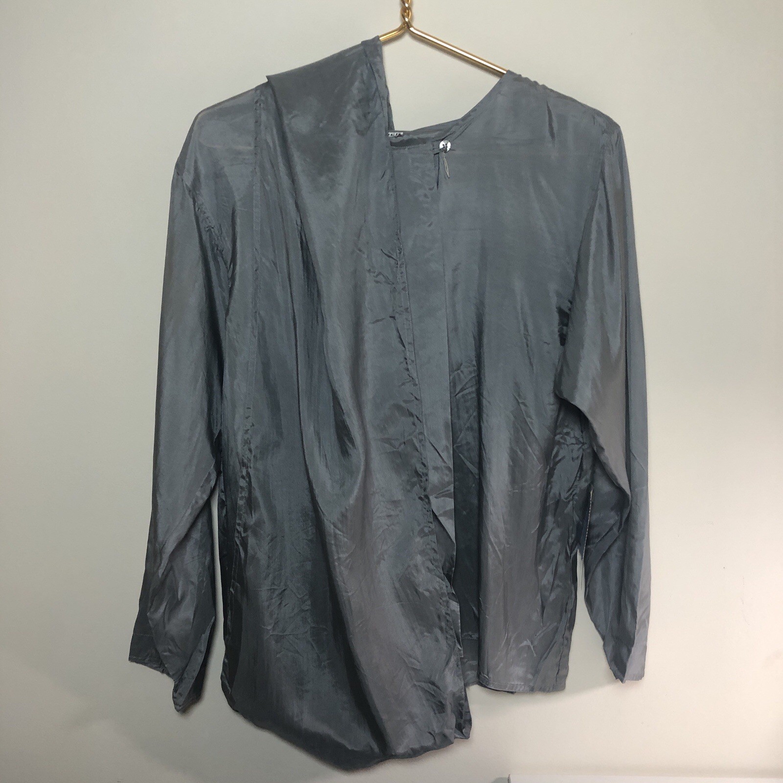 VTG 100% Silk Blouse Wrap Pullover Top 80s Lightweight *READ*