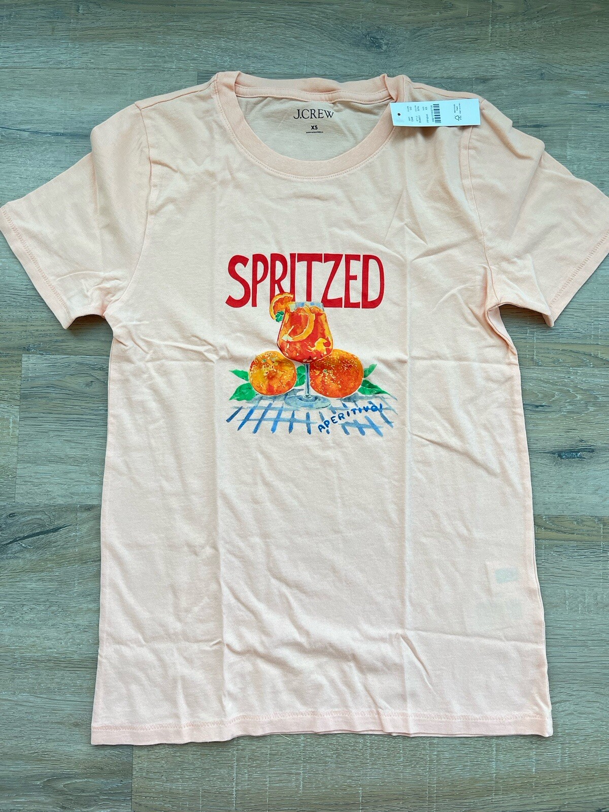 J. Crew Women’s “Spritz” Graphic T Shirt Pale Apricot