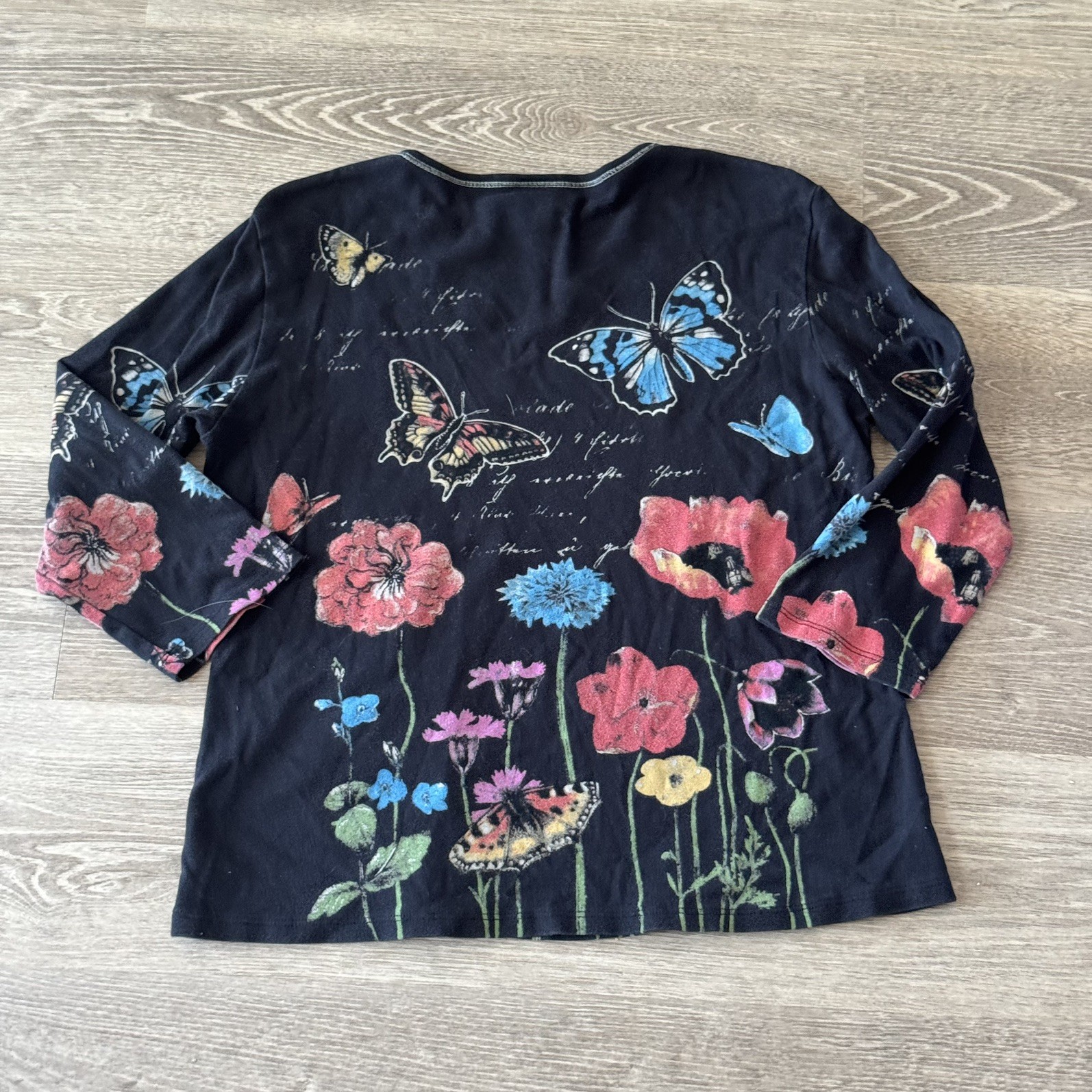 VTG Butterfly Rhinestone Y2K Fairycore 3/4 Sleeve Save The Queen/JPG Style L
