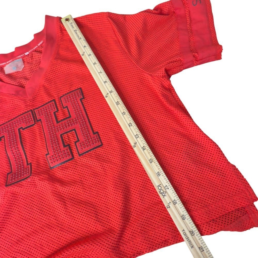 Tommy Hilfiger Sport Mesh Red See Through Top Studs Sporty Streetwear Womens M