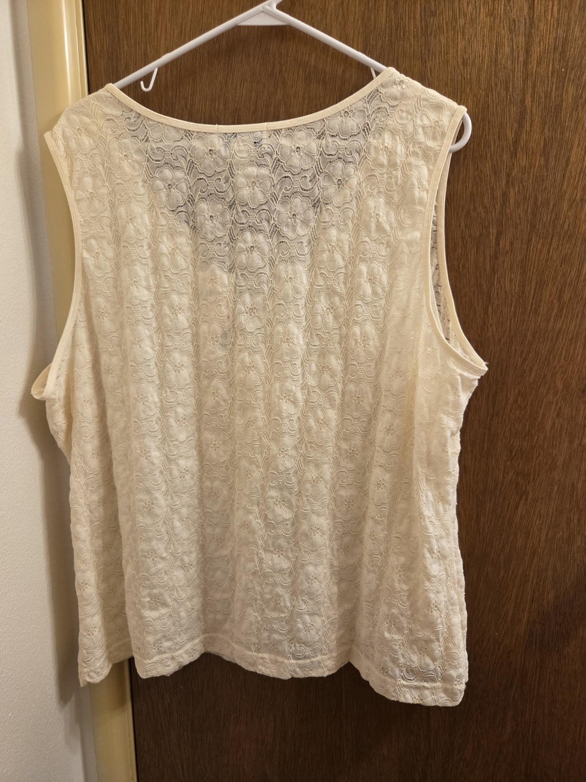 Covington Womens Plus Size 2x Cream Lace Sleeveless Blouse 2fer New Nwt