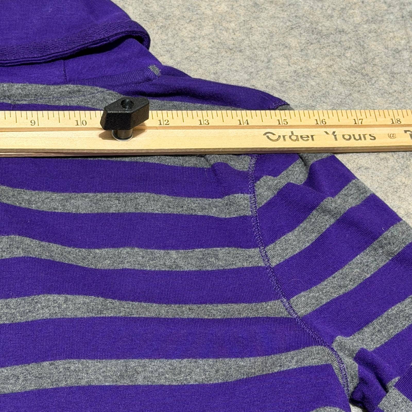 Lauren Ralph Lauren Jeans Co Womens Purple Gray Striped Quarter Zip Pullover M