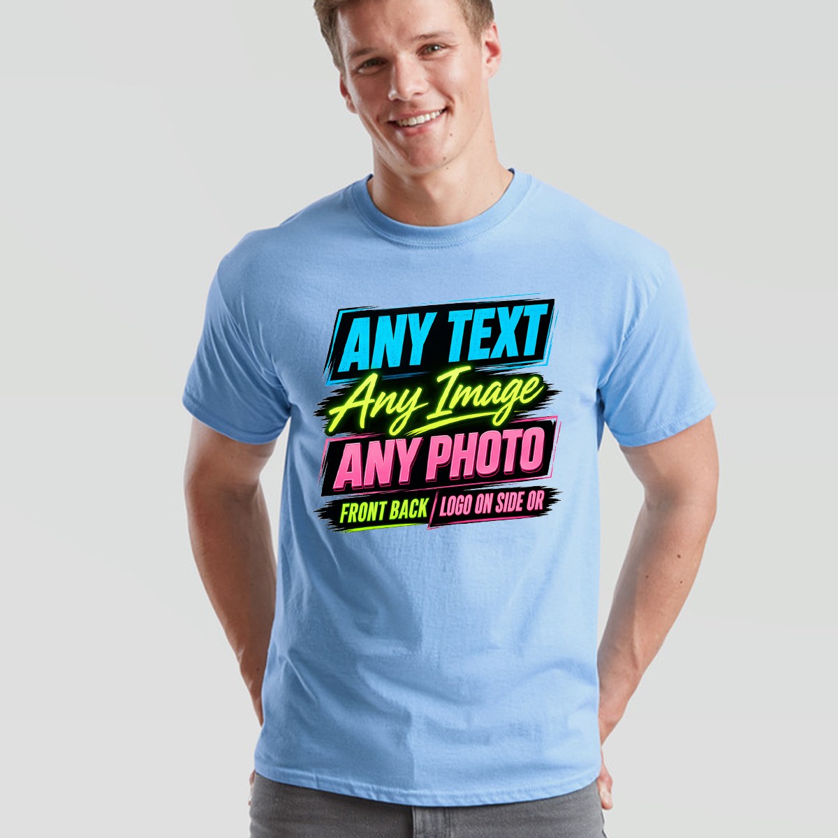 Personalised Unisex T Shirt UK Custom Print With Any Text Photo Design Your Own