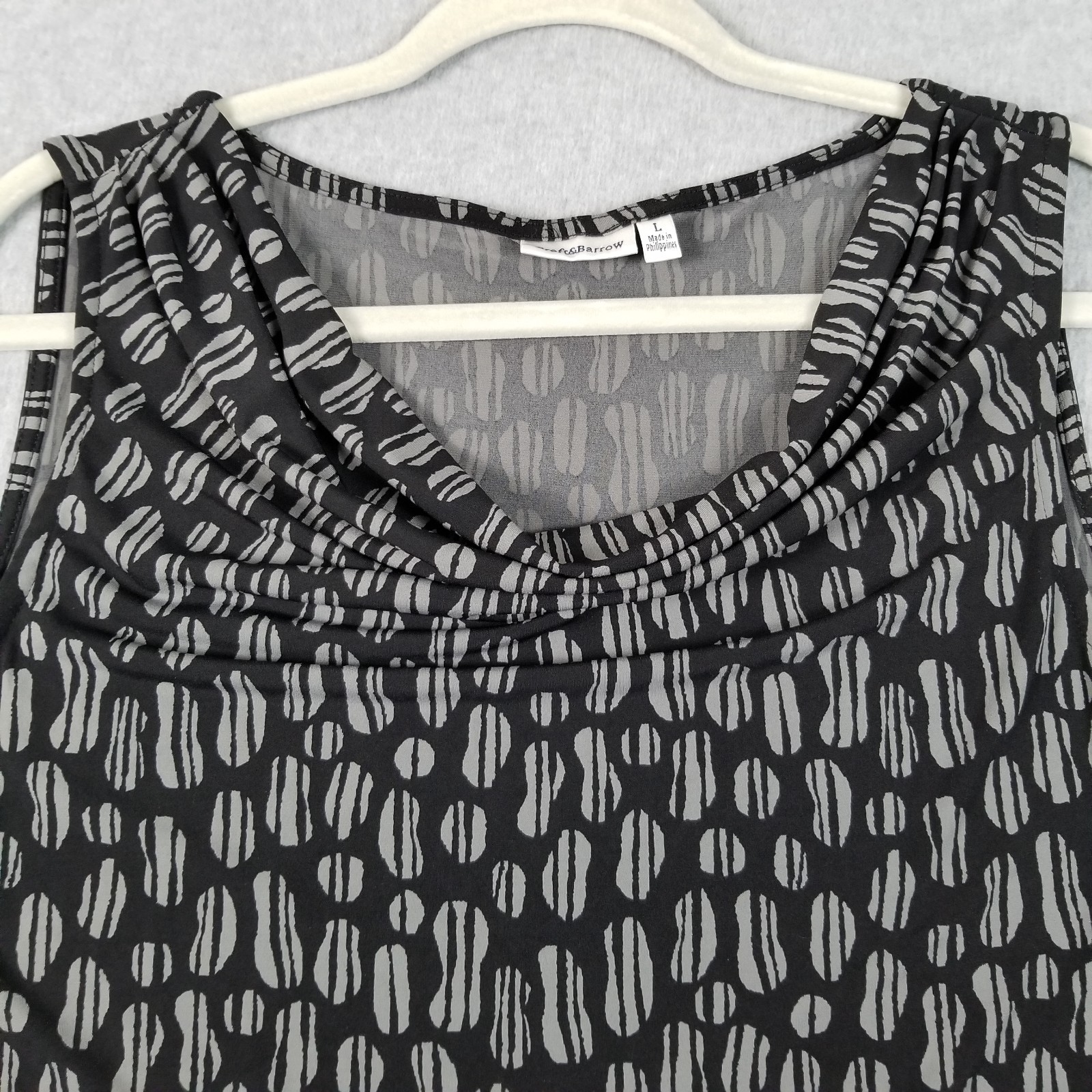 Croft & Barrow Tank Top Women’s Large L Gray Black Abstract Sleeveless Cowl Neck