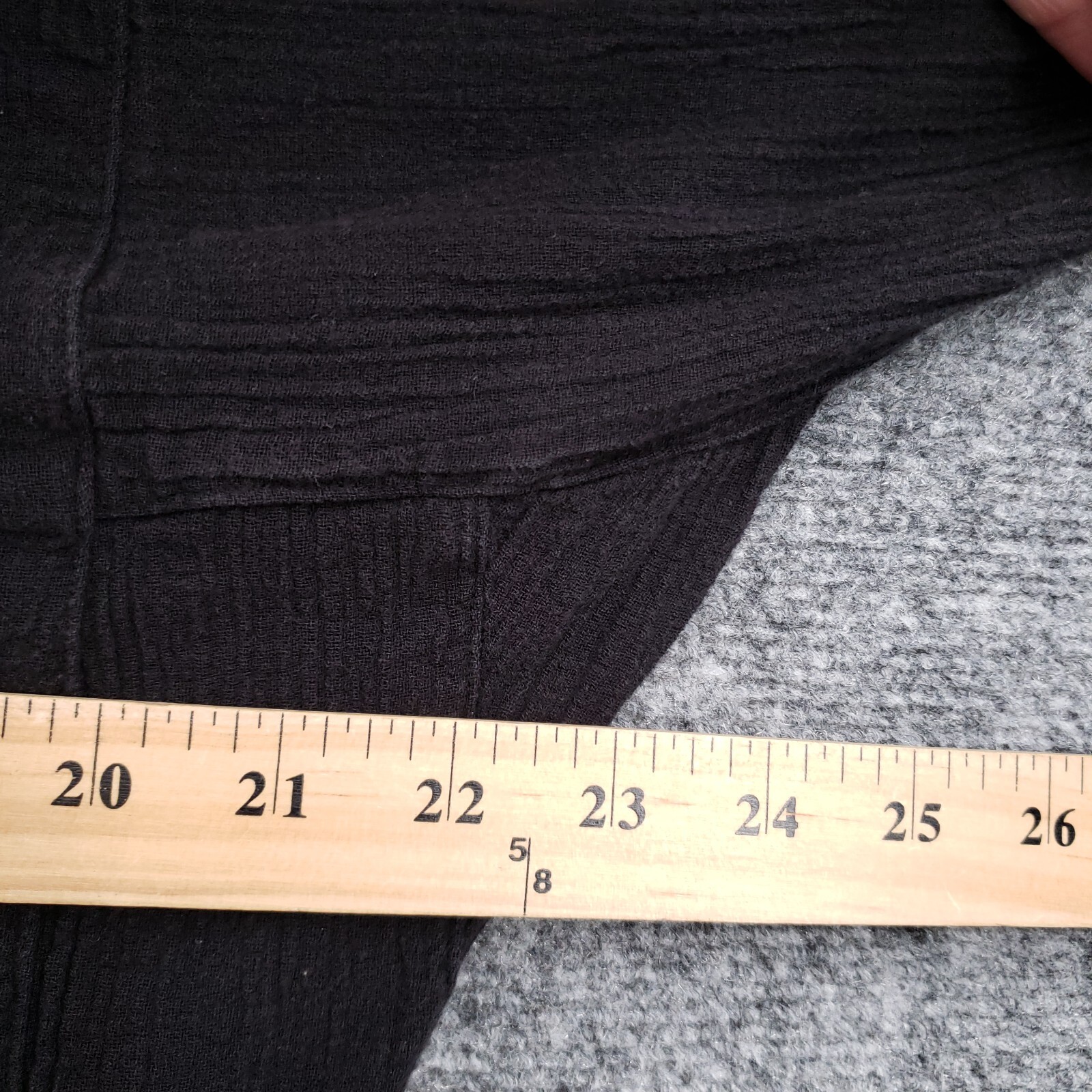 Cute Options Top Womens Free Size Black Gauze Henley Round Neck Long Sleeve