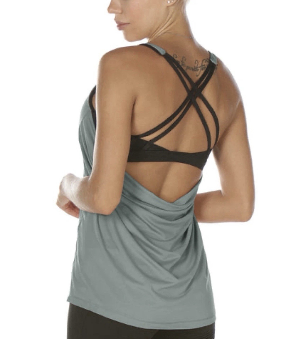 icyzone Women’s Cool Blue Workout Tank Tops Built in Bra Athletic Top Medium New