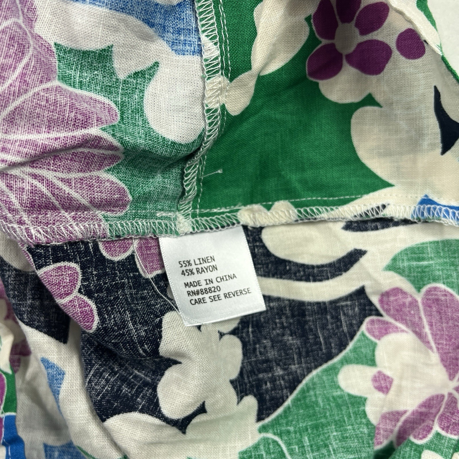 Christian Siriano Tie Front Button Shirt Floral Long Sleeve Tropical Top LARGE