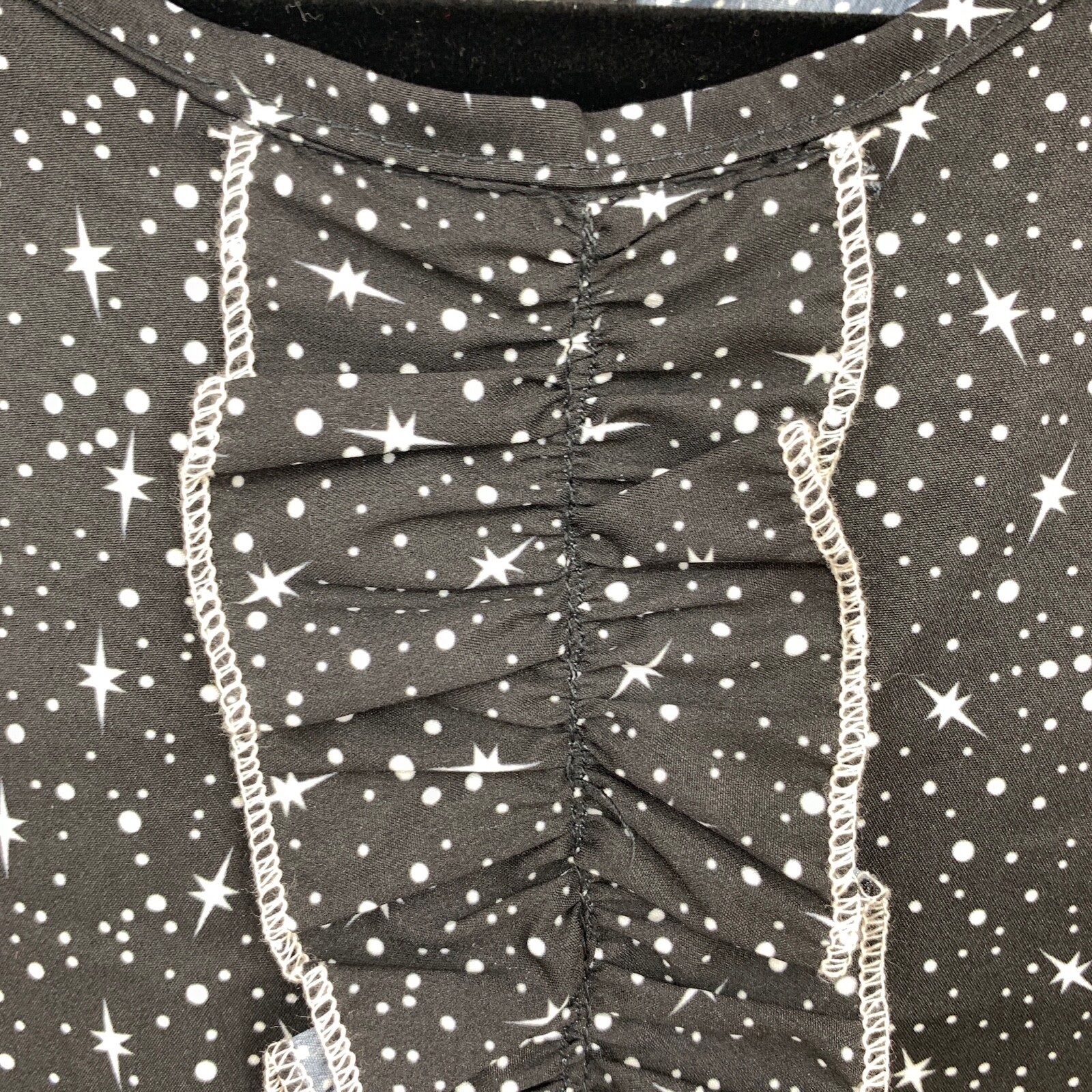 Summer of Love women small blouse peplum stars flared sleeve ruffles cottage NEW