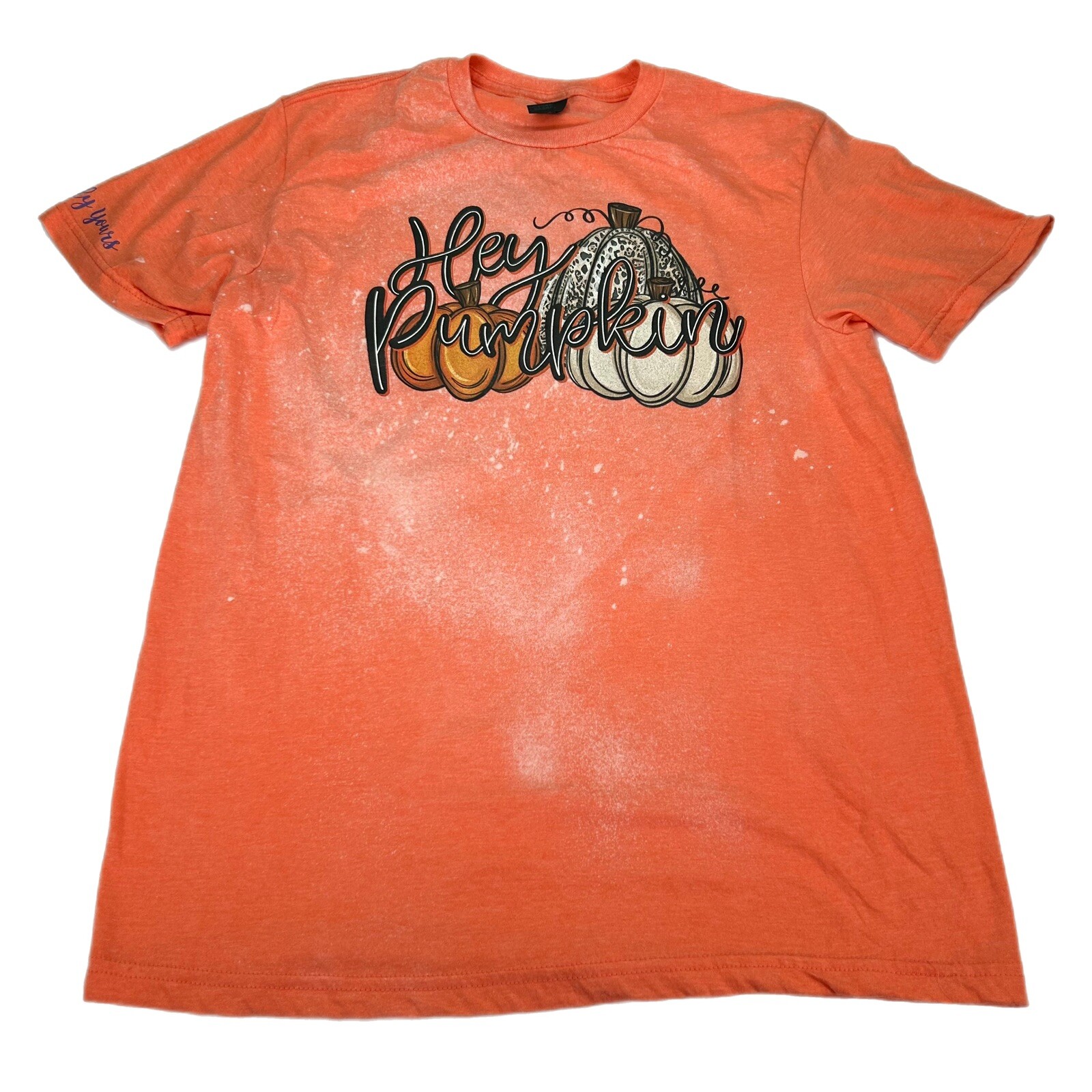 Womens T-Shirt MEDIUM Orange Soft Short Sleeve Pumpkin Fall Autumn Country Tee