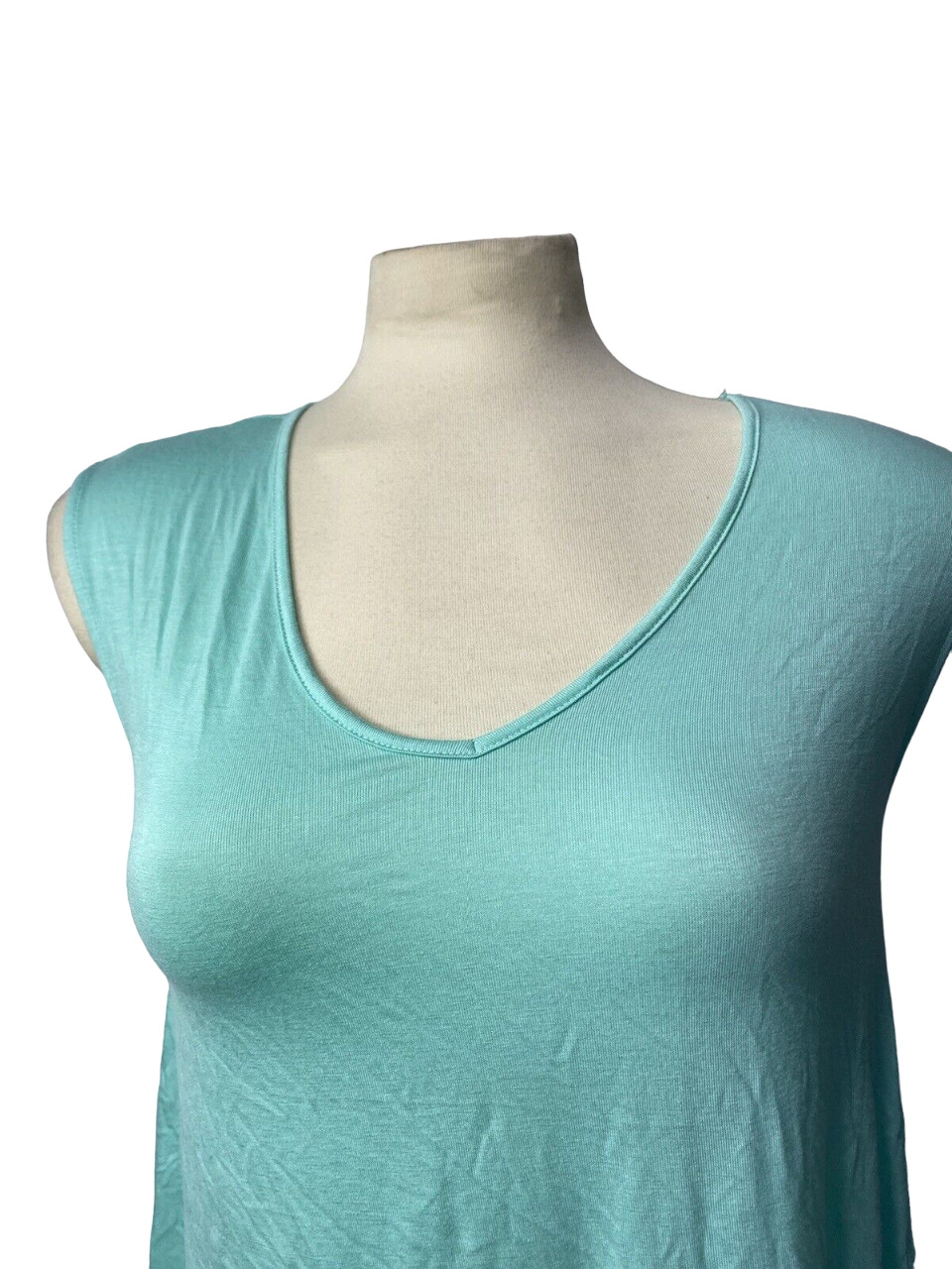 Hippie Rose Shirt Womens size Small Blue Sleeveless Stretch Sharkbite Top New