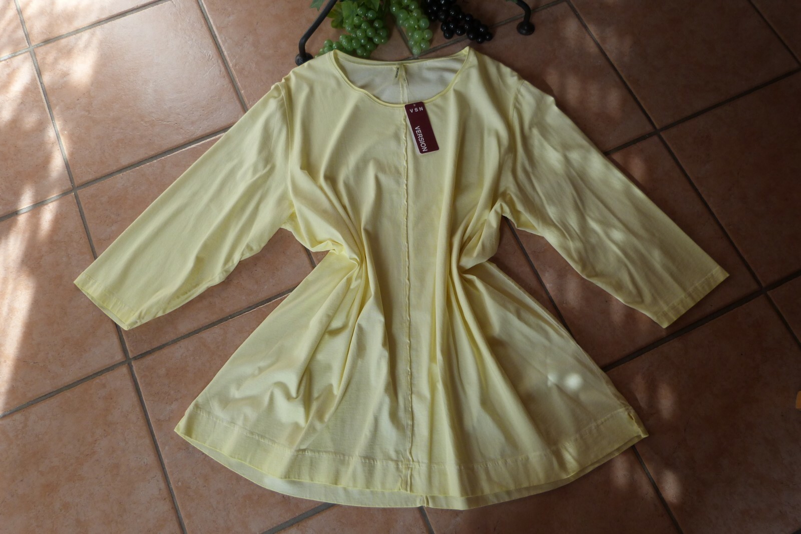 VERSION Tunic Shirt 50 52 L+ Bright Yellow Stretch 100% Cotton LAGENLOOK