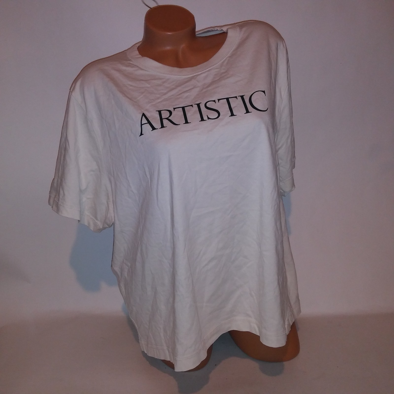 Victoria’s Secret PINK T Shirt XXL 2X Cream Green Artistic Solid Short Sleeve