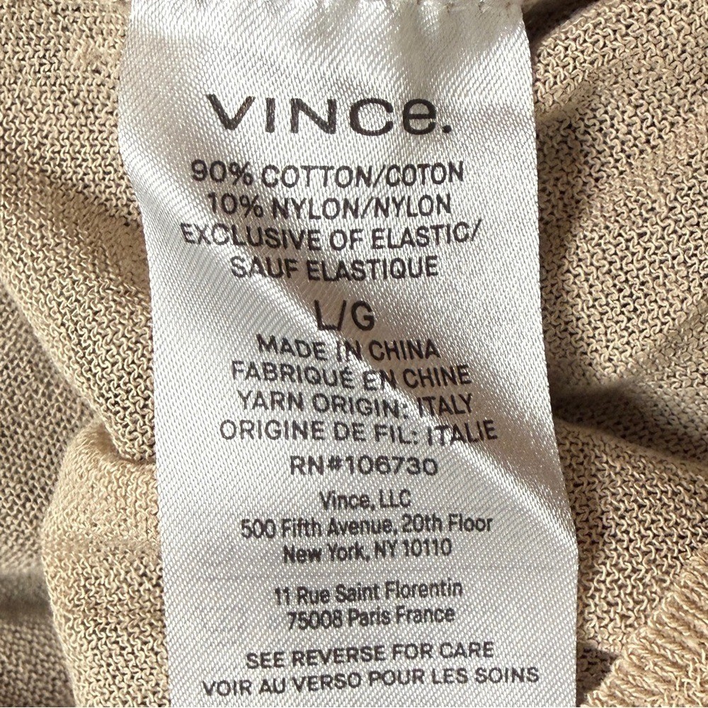 VINCE Double Layer Tee Black/Oat Sand Italian Cotton Blend Crew Neck Size L