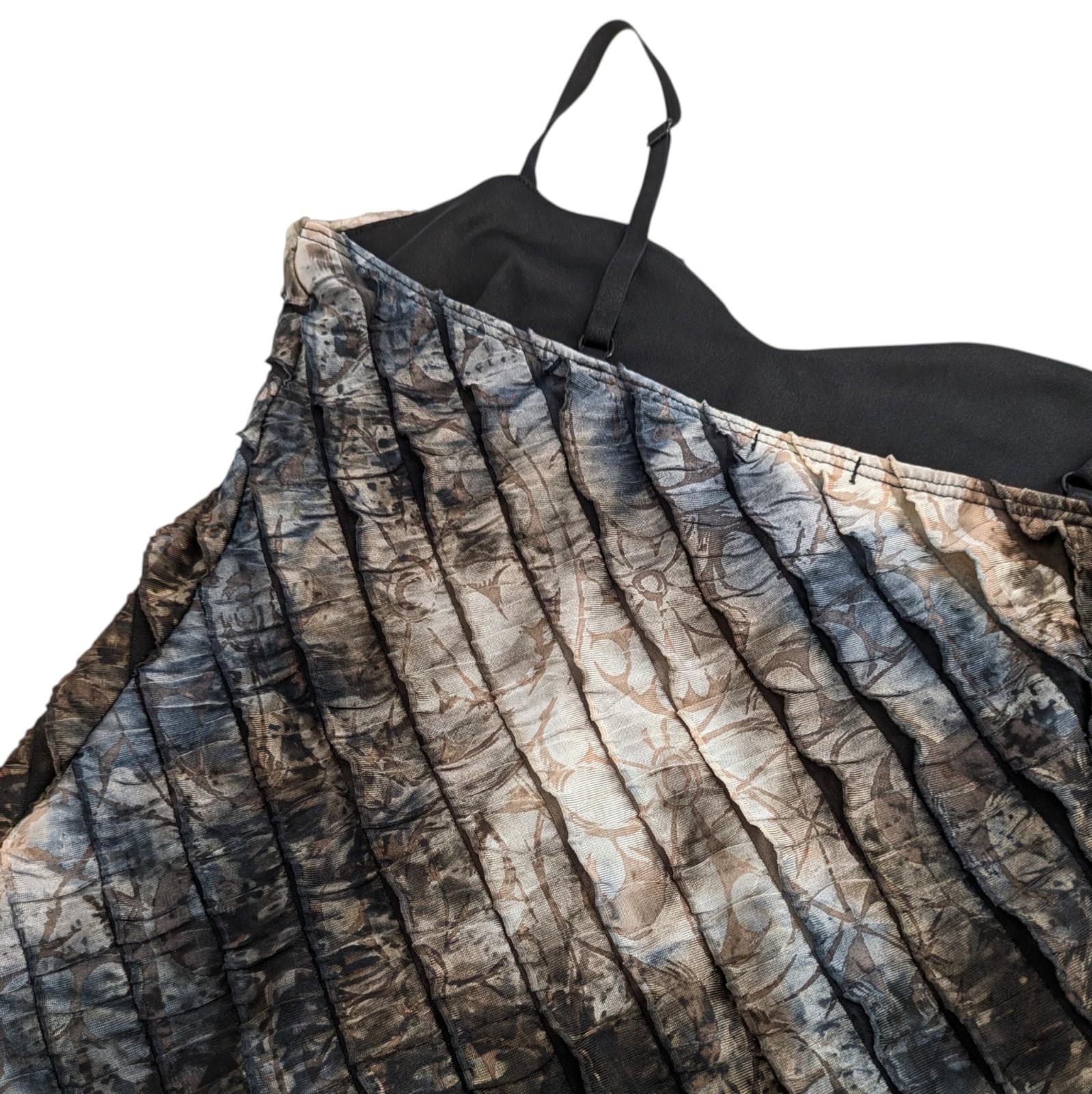 90s Earthy Asymmetric Chevron Ruffle Tank Top M Grunge Alt Twilight Whimsigoth